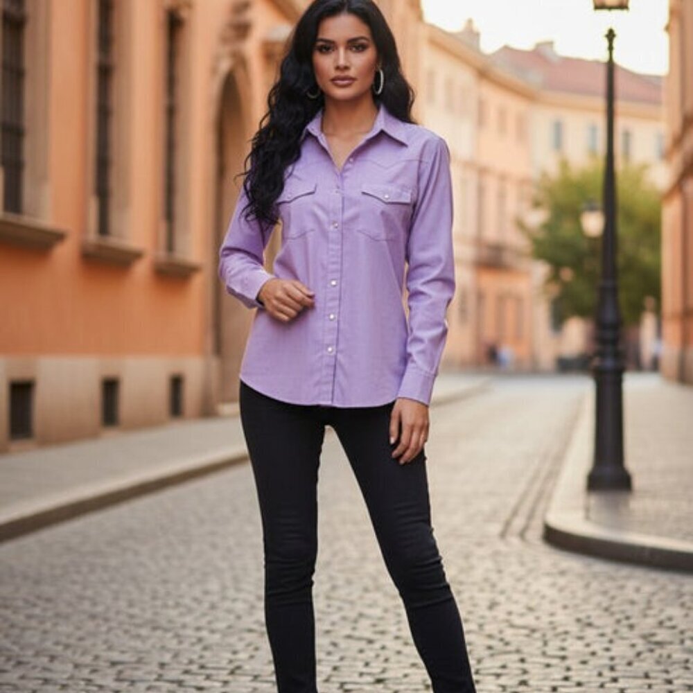 PURPLE BOTTON DOWN WOMENS SHIRT